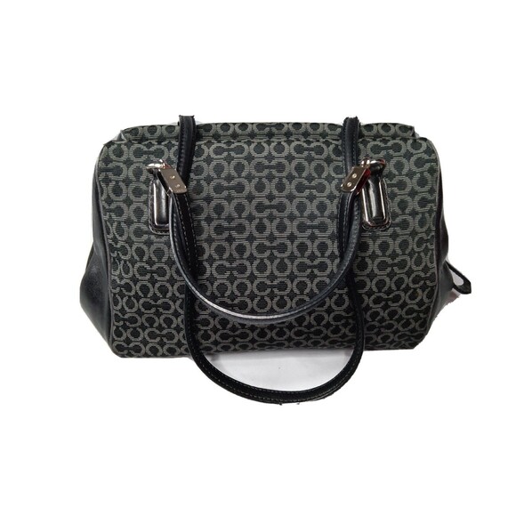 Vintage Coach Madison Op Art Handbag #25215 Grey~Black Canvas Leather Trim - Picture 3 of 11